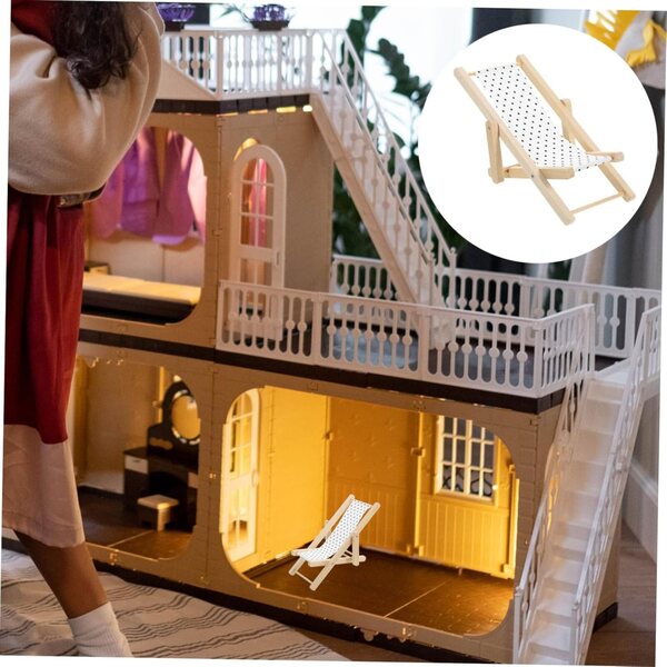 BESPORTBLE Mini Sedia da Spiaggia in Legno per Casa delle Bambole e Decorazioni