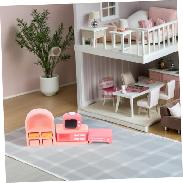 BESPORTBLE Set Mobili Miniatura Casa delle Bambole Divano Rosa Tavolino Decorativo