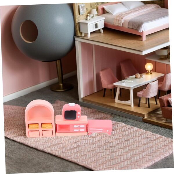 BESPORTBLE Set Mobili Miniatura Casa delle Bambole Divano Rosa Tavolino Decorativo