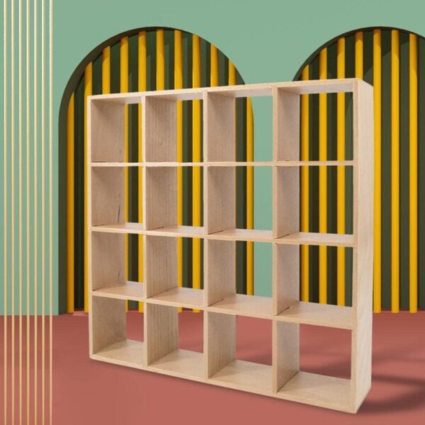 1/12 Puppenhaus-Mini-Holzständer mit 16 Würfeln und 4 Schichten