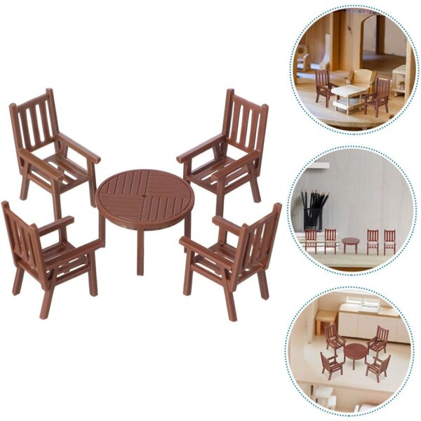 VICASKY 6 set tavolo e sedie miniatura per casa delle bambole, mobili in scala realistica