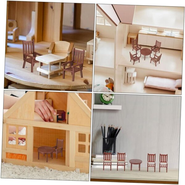 VICASKY 6 set tavolo e sedie miniatura per casa delle bambole, mobili in scala realistica