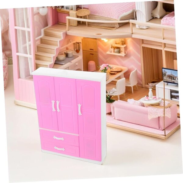 UPKOCH Armadio Miniatura con Grucce Organizer per Casa delle Bambole e Giocattoli