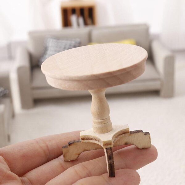 1:12 Puppenhaus Miniatur runder Holztisch – dekoratives Accessoire