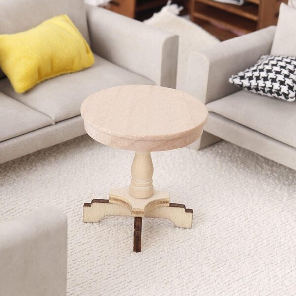 1:12 Puppenhaus Miniatur runder Holztisch – dekoratives Accessoire