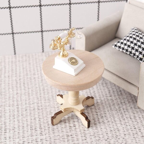 1:12 Puppenhaus Miniatur runder Holztisch – dekoratives Accessoire