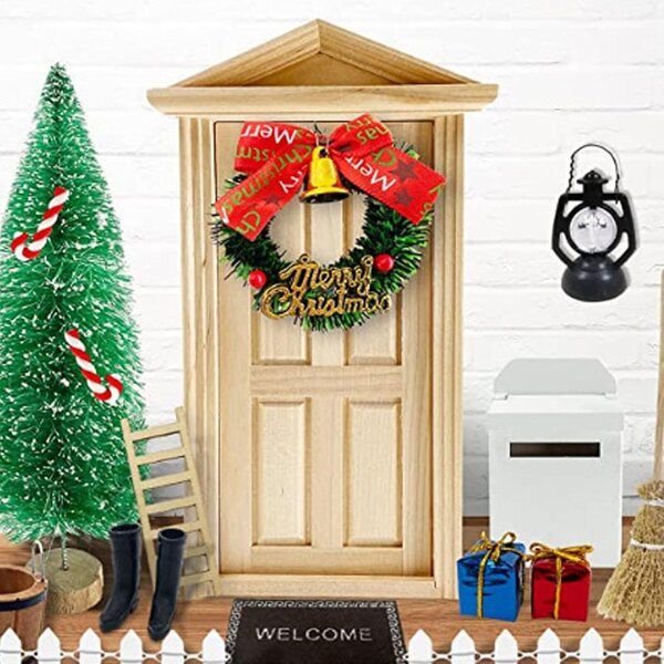 Syrisora 2 Mini Porte in Legno per Bambole 1:12 e 1:16 - Decorazioni Natalizie