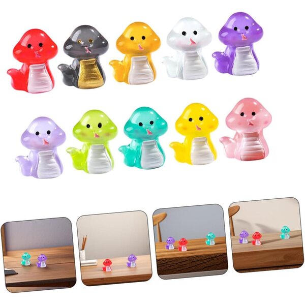 BESPORTBLE 10 Mini Figure Fosforescenti di Serpenti in Resina per Decorazioni Fai-da-Te