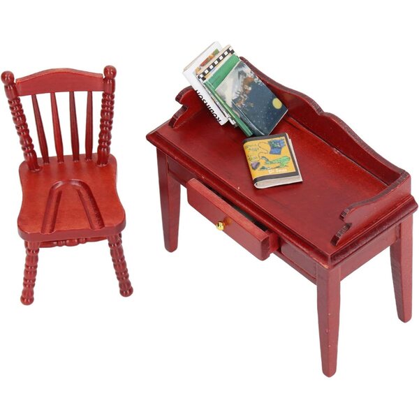 TOPINCN Set Miniatura 1/12 Scrivania, Sedia e Libri per Bambole - Decorazione e Creatività