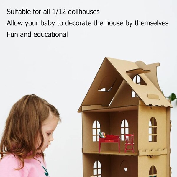 TOPINCN Set Miniatura 1/12 Scrivania, Sedia e Libri per Bambole - Decorazione e Creatività