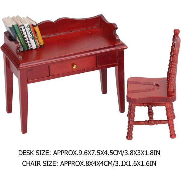 TOPINCN Set Miniatura 1/12 Scrivania, Sedia e Libri per Bambole - Decorazione e Creatività