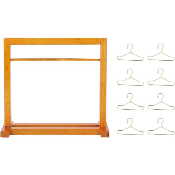 Rack per armadio bambole 1:12 con 8 ganci dorati in legno composito e ferro