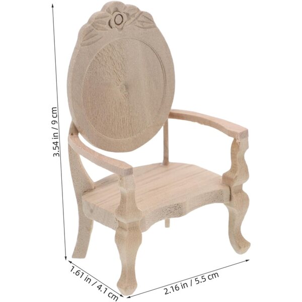 IMIKEYA Sedia Miniatura Vintage in Legno Beige per Casa delle Bambole 1:12