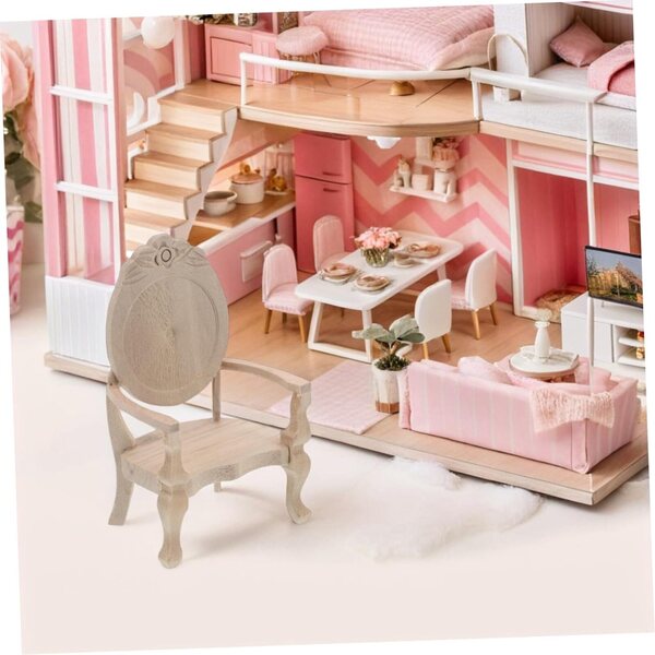 IMIKEYA Sedia Miniatura Vintage in Legno Beige per Casa delle Bambole 1:12