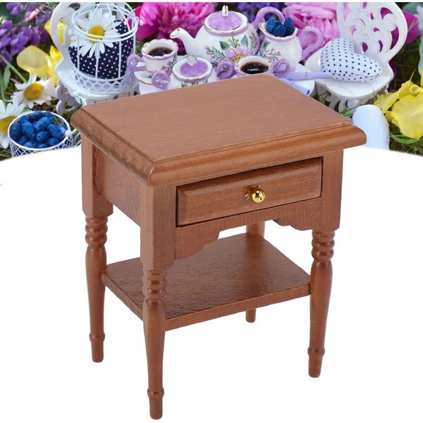 Comodino in miniatura 1:12 in legno di betulla per casa delle bambole vintage