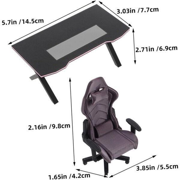 TOPBATHY Miniatura Sedia da Gioco e Scrivania Nero per Casa delle Bambole e Diorami