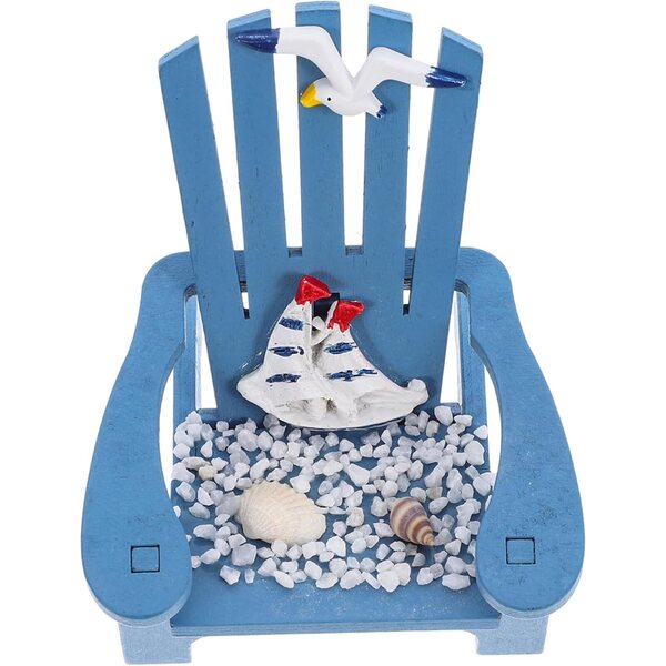 HEALLILY Mini Sedia da Spiaggia in Legno Blu per Case delle Bambole e Decorazioni Nautiche