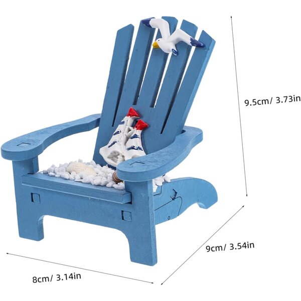 HEALLILY Mini Sedia da Spiaggia in Legno Blu per Case delle Bambole e Decorazioni Nautiche