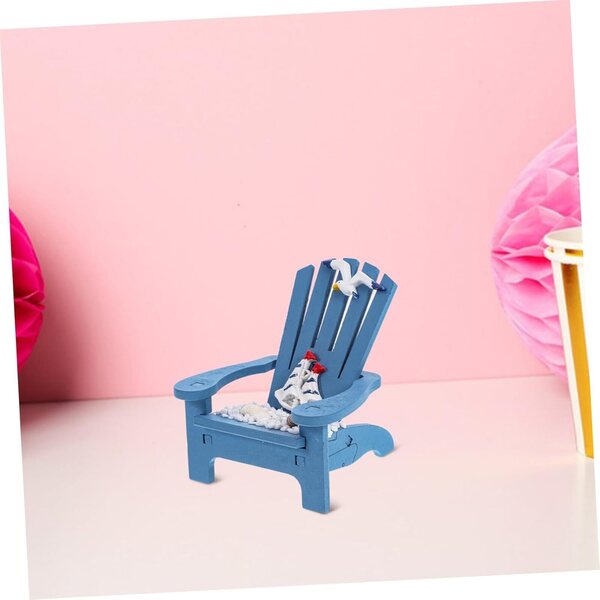 HEALLILY Mini Sedia da Spiaggia in Legno Blu per Case delle Bambole e Decorazioni Nautiche