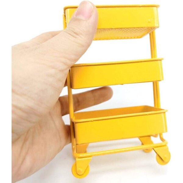 MagiDeal Portaoggetti in Metallo Scala 1/12 a 3 Livelli con Ruote - Giallo