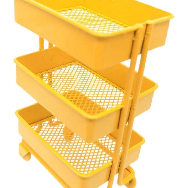 MagiDeal Portaoggetti in Metallo Scala 1/12 a 3 Livelli con Ruote - Giallo