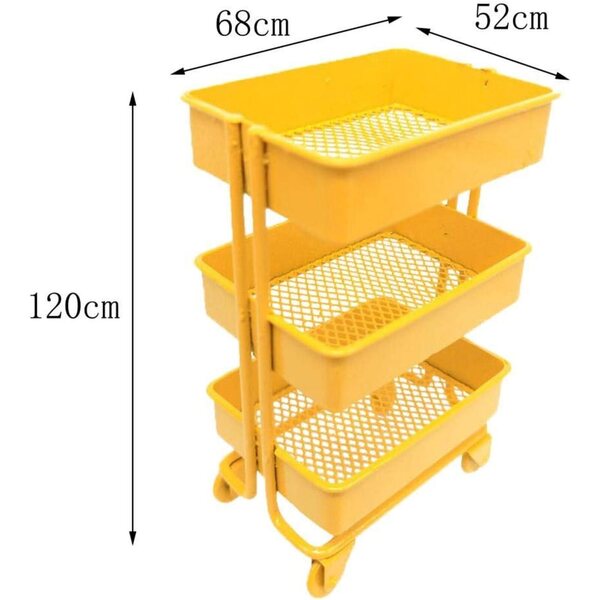 MagiDeal Portaoggetti in Metallo Scala 1/12 a 3 Livelli con Ruote - Giallo