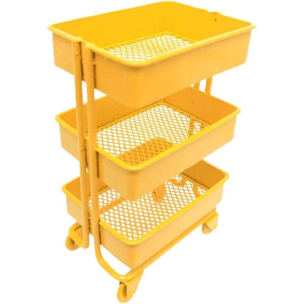 MagiDeal Portaoggetti in Metallo Scala 1/12 a 3 Livelli con Ruote - Giallo