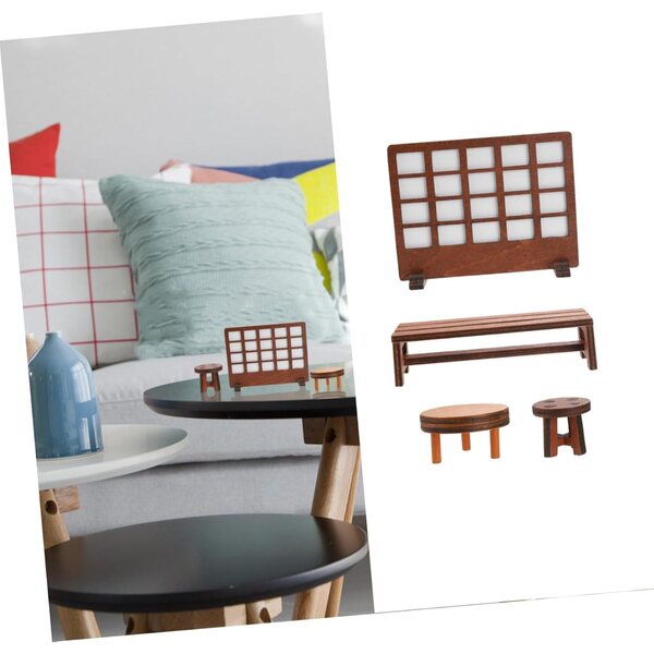 UPKOCH Set Mini Mobili in Legno Da Giardino 4 Pezzi per Decorazioni e Case delle Bambole