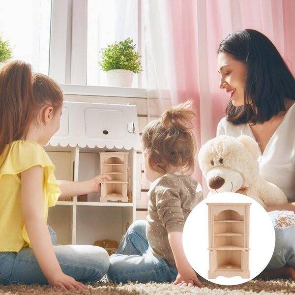 Armadio in Miniatura in Legno Fatti a Mano - Modello Vintage per Casa delle Bambole 16 cm