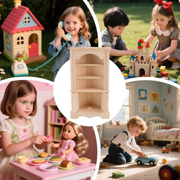 Armadio in Miniatura in Legno Fatti a Mano - Modello Vintage per Casa delle Bambole 16 cm