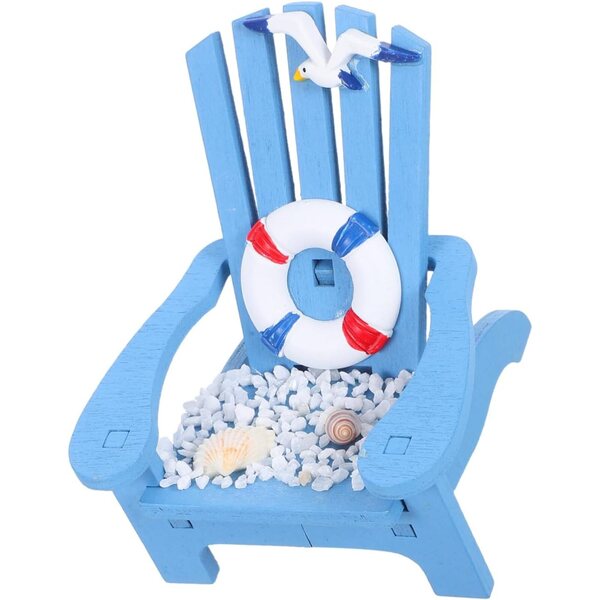 Sedia da Spiaggia in Miniatura in Legno Blu per Decorazione Casa e Scrivania