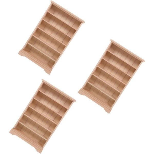 ABOOFAN Set 3 Mini Librerie in Legno Beige per Decorazioni e Case delle Bambole