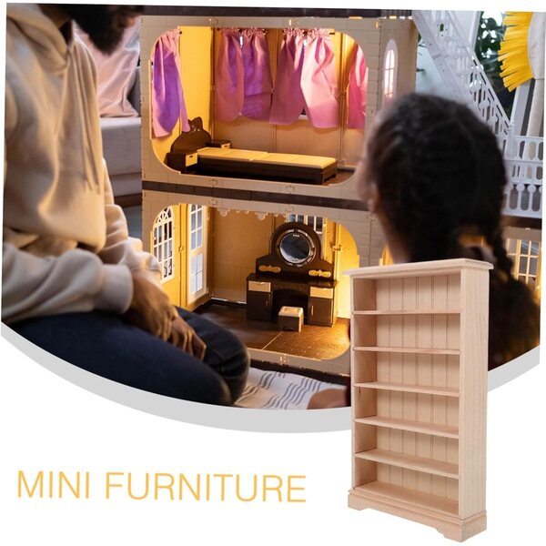 ABOOFAN Set 3 Mini Librerie in Legno Beige per Decorazioni e Case delle Bambole