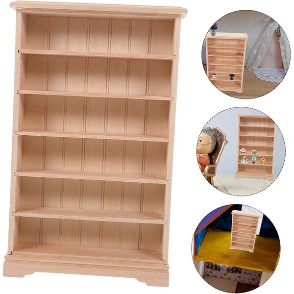 ABOOFAN Set 3 Mini Librerie in Legno Beige per Decorazioni e Case delle Bambole