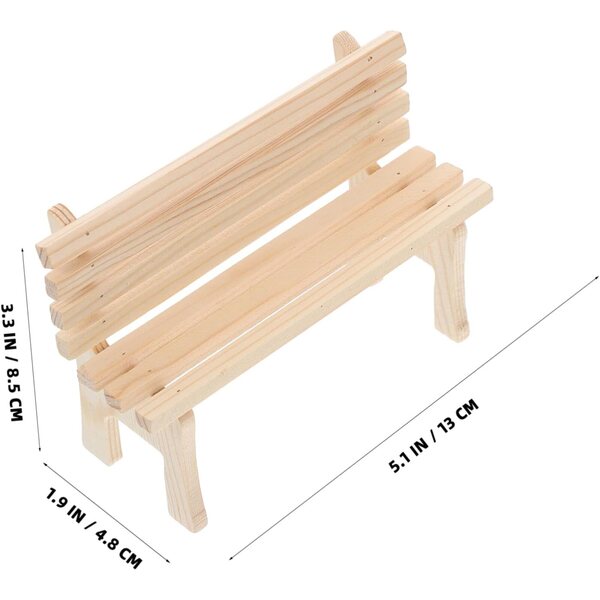 Set 2 Miniature Sedie e Panche in Legno Beige per Casa delle Bambole e Giardino