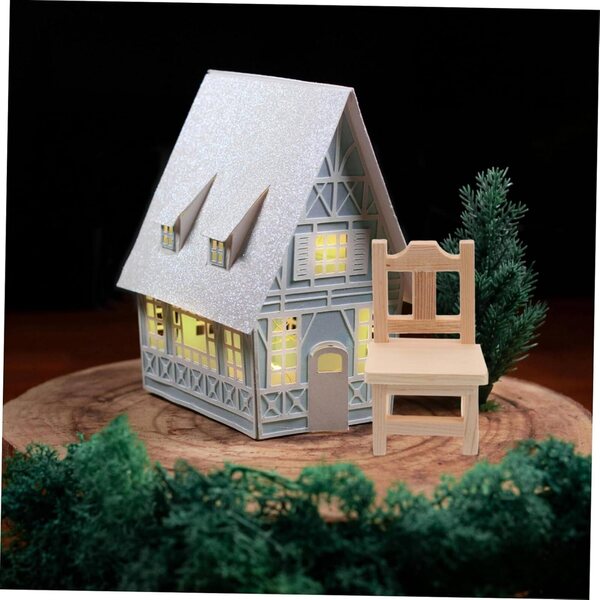 Set 2 Miniature Sedie e Panche in Legno Beige per Casa delle Bambole e Giardino