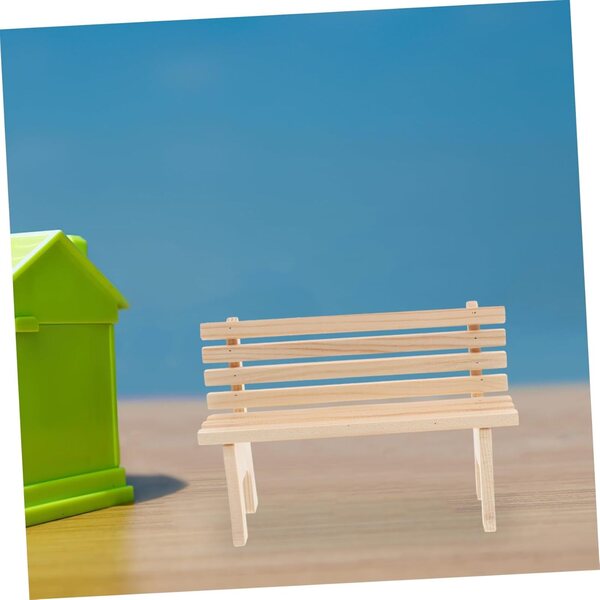 Set 2 Miniature Sedie e Panche in Legno Beige per Casa delle Bambole e Giardino