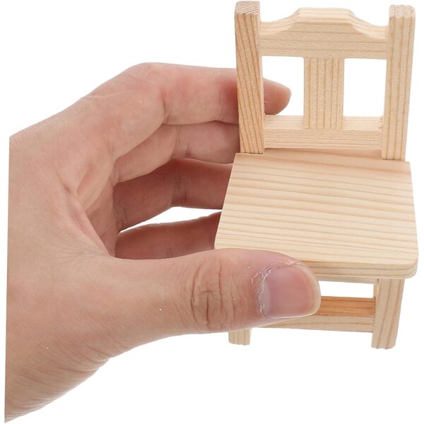 Set 2 Miniature Sedie e Panche in Legno Beige per Casa delle Bambole e Giardino