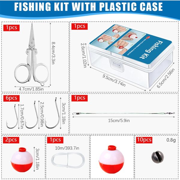 Kit di pesca di sopravvivenza 24 pezzi portatile per acqua dolce e salata