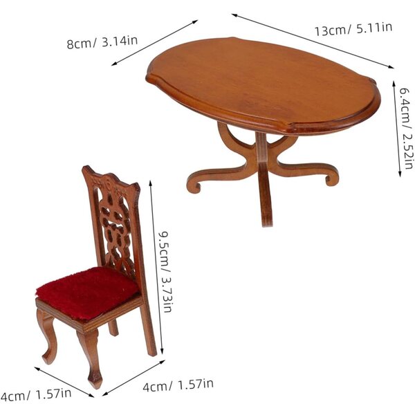 Levemolo Set Miniatura Tavolo e Sedie in Legno per Case delle Bambole e Spazi Ridotti