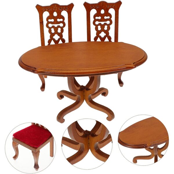 Levemolo Set Miniatura Tavolo e Sedie in Legno per Case delle Bambole e Spazi Ridotti
