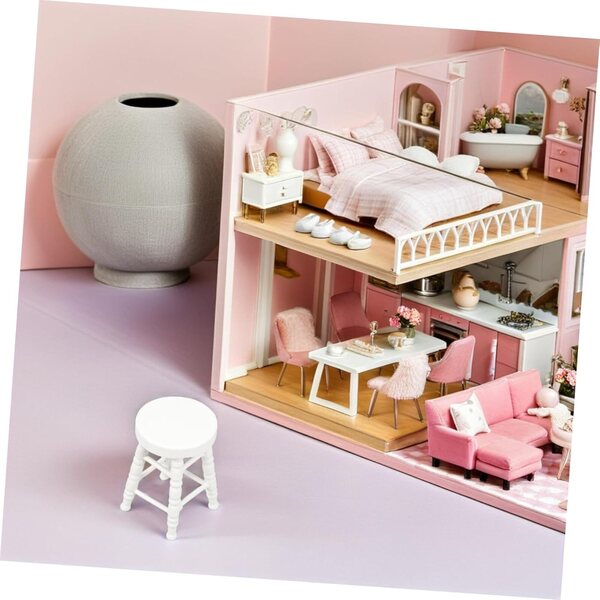 Sgabello in legno miniatura per casa delle bambole CVUTOVO, design dettagliato e resistente