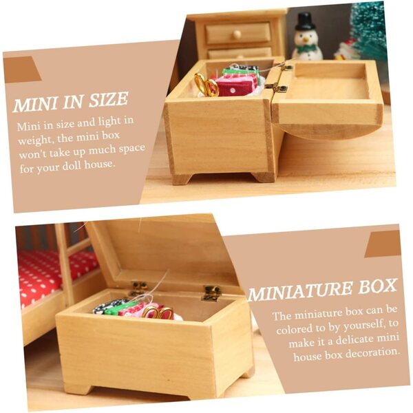 Garneck Mini Scatola in Legno per Casa delle Bambole, 2 Pezzi, Accessorio Decorativo Versatile