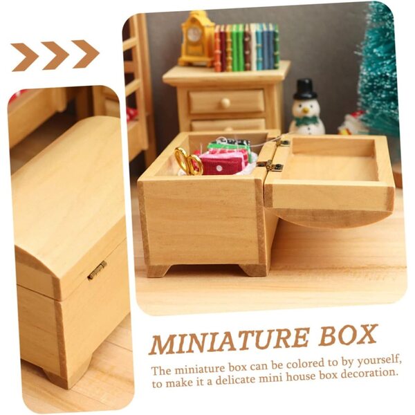 Garneck Mini Scatola in Legno per Casa delle Bambole, 2 Pezzi, Accessorio Decorativo Versatile