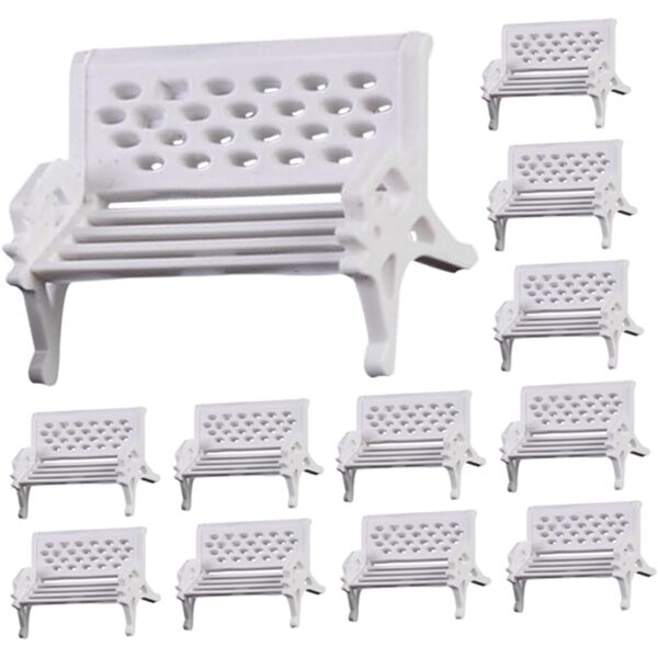 12 Pezzi Panca Miniatura da Giardino Bianco per Case delle Bambole Realistiche