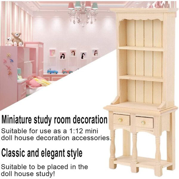 RiToEasysports 3-lagiges Bücherregal aus Holz für 1/12 Puppenhaus