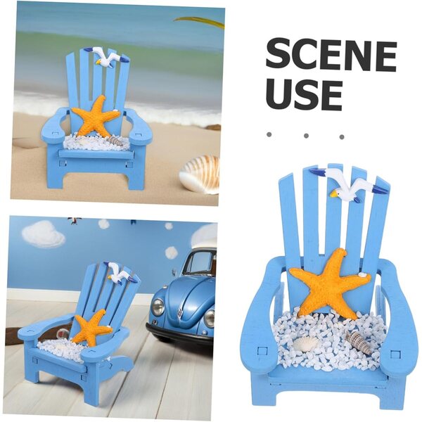 Mini Sedia da Spiaggia in Legno per Decorazione Tavolo e Micro Paesaggi