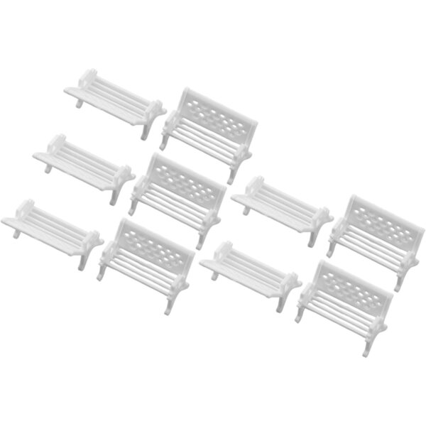 Mini panchine in plastica bianca per case delle bambole - set da 10 o 100 pezzi