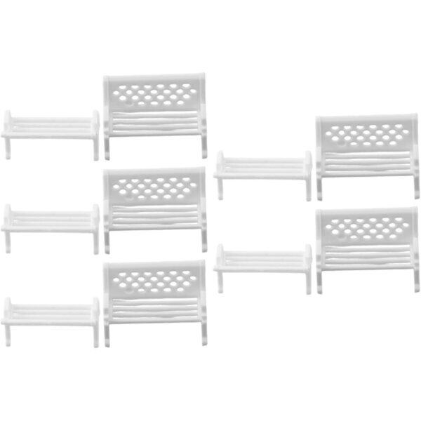 Mini panchine in plastica bianca per case delle bambole - set da 10 o 100 pezzi