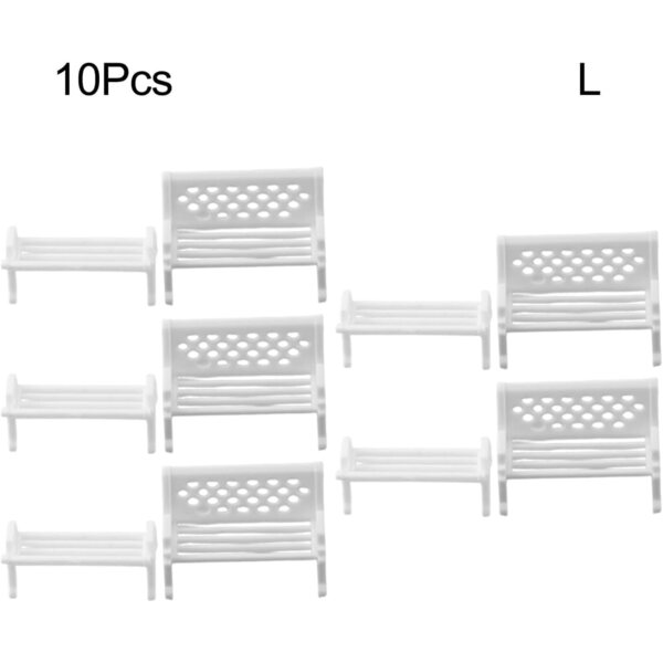 Mini panchine in plastica bianca per case delle bambole - set da 10 o 100 pezzi